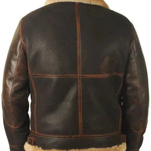 Avencea - Men's Leather Jacket with Fur Collar