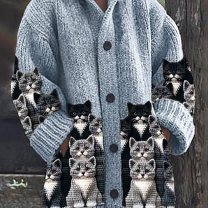 Avencea | Cardigan with Cat Design - Elegant Women's Fashion for Every Occasion