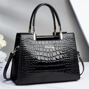 Avencea - Glossy Croc Handbag made of shiny crocodile