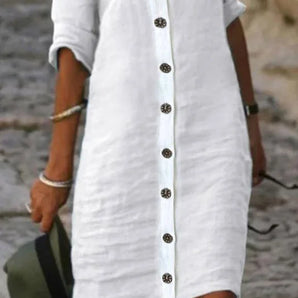 Avencea | Women's Linen Dress with Buttons