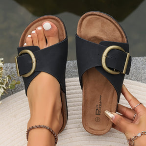 Avencea | Women's Cork Sandals with Buckle Strap Design