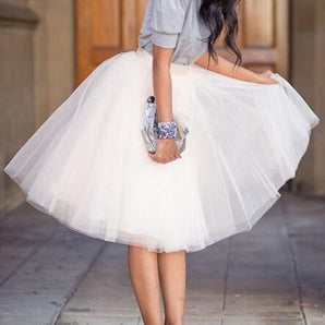 Avencea White Draped Tulle Skirt for Women, Fluffy Tulle Skirt, Cute Women's Fashion, White