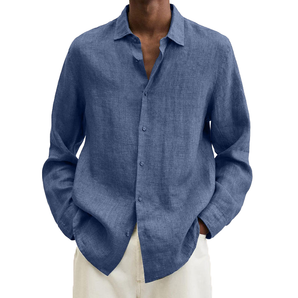 Avencea - Men's Shirt with Revers in Cotton Blend and Linen