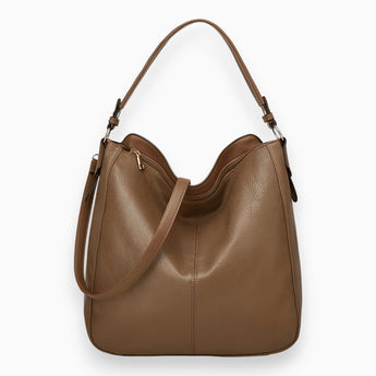 Brown leather designer shoulder bag with a luxurious and stylish appearance, featuring a single strap, suitable for women. The handbag is a fashion accessory ideal for travel.