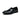 Men's black leather penny loafers, formal slip-on dress shoes with a polished finish and a durable synthetic rubber sole.