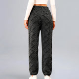 Burgundy cable knit sweatpants with a cozy textured design for women, featuring an elastic waist and relaxed fit.