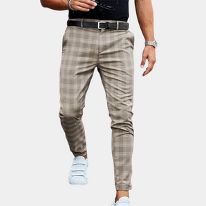 Avencea - Checked Men's Trousers Made of High-Quality Polyester and Nylon