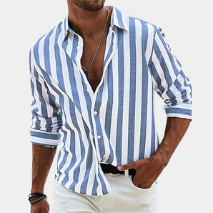 Avencea - Striped Men's Dress Shirt with Long Sleeves: Stylish and Comfortable with a Modern Twist