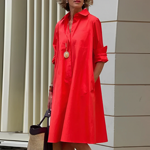 Midi-Kleid orange und rosa für Damen