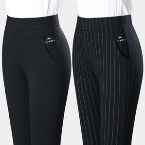 Avencea - Black Stretch Trousers with High Waist for Women