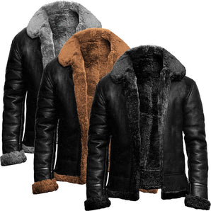 Avencea | Men's Leather Jacket – Thick and Warm with Faux Fur