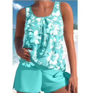 Avencea | Women's Two-Tone Tankini Set with Floral Print