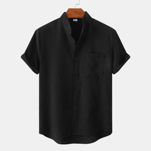 Men's Short Sleeve Linen Shirt with Lapels by Avencea – Stylish and Comfortable for Summer